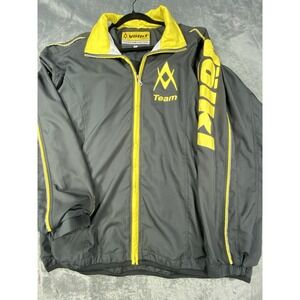 Volkl Windbreaker Jacket Men XL Black Yellow Trim Tennis Performance Sports Mock